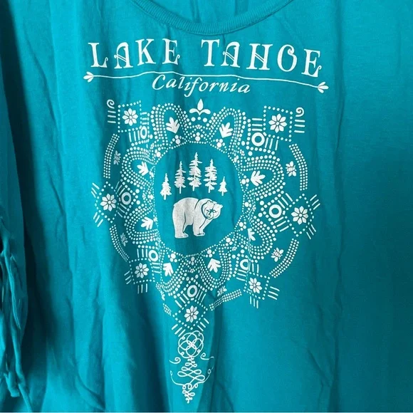 Vintage Lake Tahoe Fringe Cut Oversized Top - Picture 2 of 6